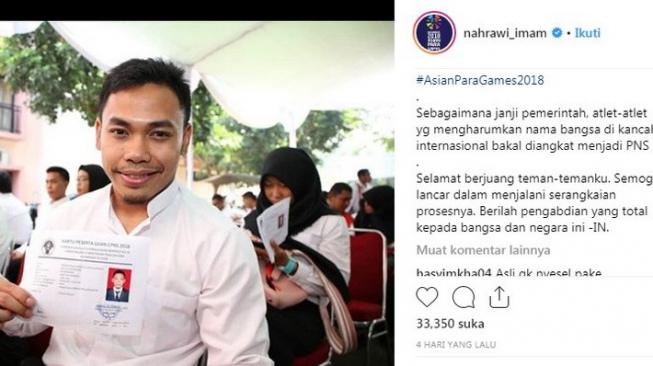 Lifter Indonesia, Eko Yuli Irawan, mengikuti tes CPNS. [Instagram@nahrawi_imam]