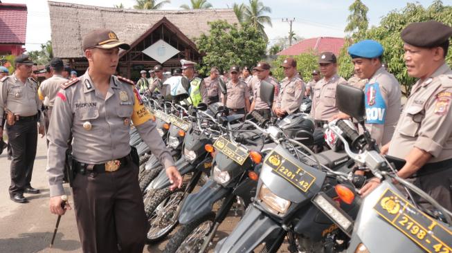 Kapolres Aceh Utara Periksa Kondisi Kendaraan Dinas