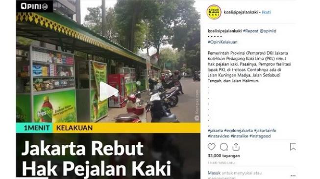 PKL di atas pedestrian Jakarta. (Foto: Instagram)