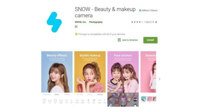 Aplikasi Snow. [Google Play Store]