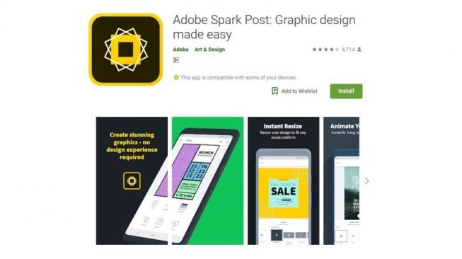 Aplikasi Adobe Spark Post. [Google Play Store]