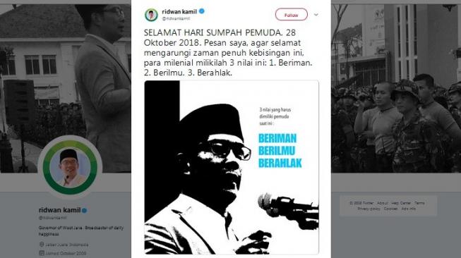 Ucapan Hari Sumpah Pemuda. [Twitter]