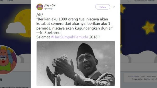 Ucapan Hari Sumpah Pemuda. [Twitter]