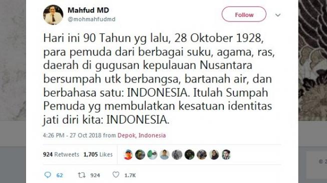 Ucapan Hari Sumpah Pemuda Bergelora di Twitter