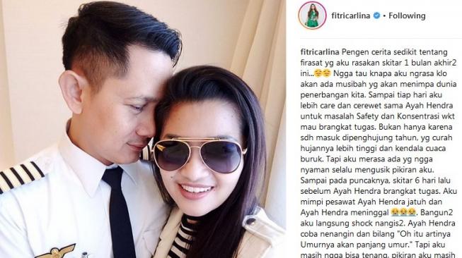 Fitri Carlina curhat tentang firasat jatunya pesawat Lion Air JT 610. (Instagram)