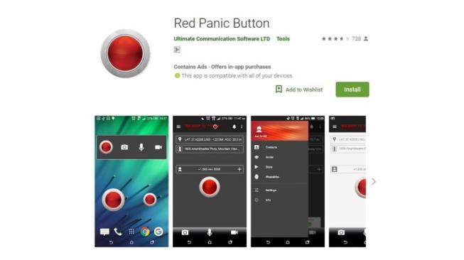 Aplikasi keamanan, Red Panic Button. [Google Play Store]