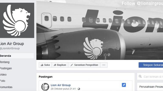 Akun medsos Lion Air. [Facebook]