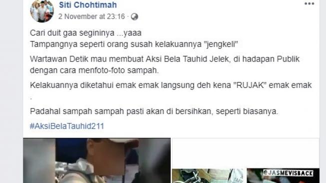 Intimidasi dan persekusi terhadap jurnalis Detikcom. [Facebook]