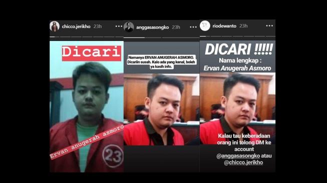 Unggahan Chiccko Jerikho, Rio Dewanto, dan Angga Dwimas Sasongko. [instagram]