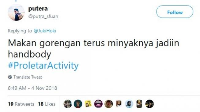 Cuitan warganet soal #ProletarActivity. [Twitter]