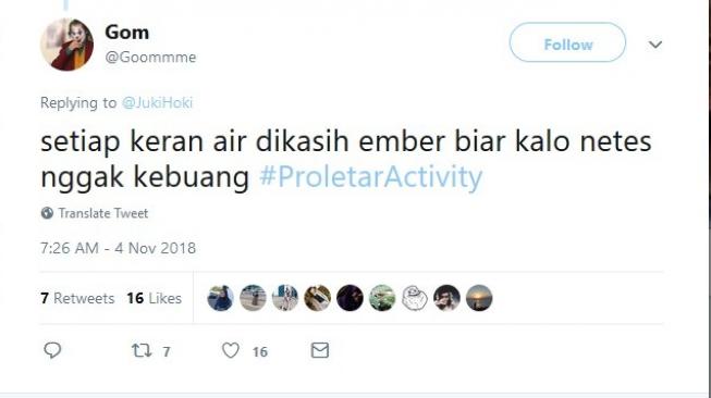 Cuitan warganet soal #ProletarActivity. [Twitter]