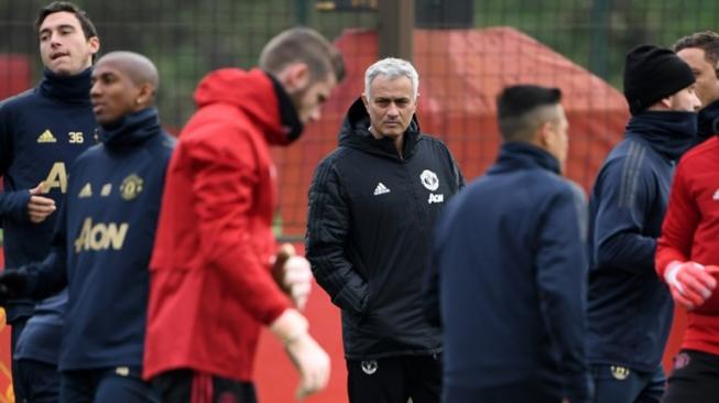 Manajer Manchester United Jose Mourinho tiba di arena latihan MU jelang laga Grup H Liga Champions kontra Juventus yang akan digelar di Allianz Stadium, Turin, Kamis (8/11/2018) [AFP]