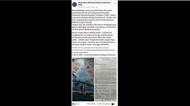 Postingan surat soal film Hanun dan Rangga belakangan diketahui sudah hilang dan diduga telah dihapus oleh admin. (Foto: Istimewa/Facebook)