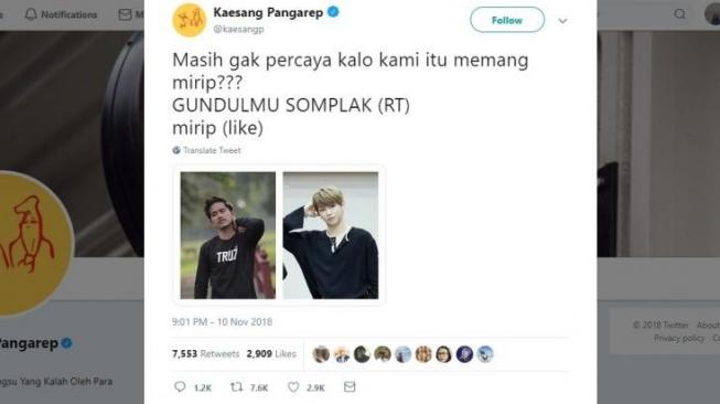 Kaesang Pangarep dan Kang Daniel  (twitter@kaesangp)