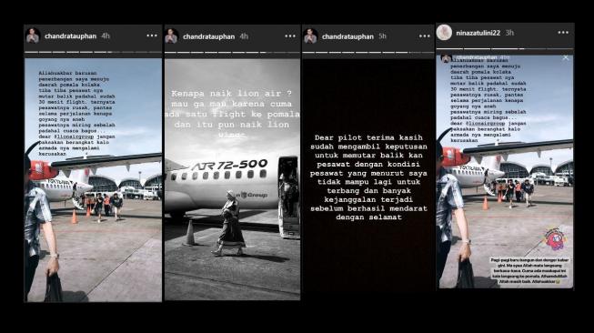 Suami Nina Zatulini alami insiden Wings Air putar balik. [instagram]