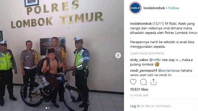 Videonya Viral Ditilang Polisi, Bocah Ini Dihadiahi Sepeda