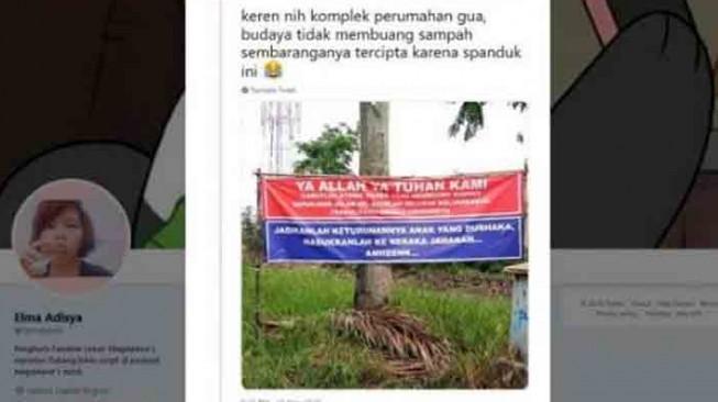 Mirip Judul Sinetron Azab, Tulisan Spanduk Ini Buat Orang Takut Buang Sampah Sembarangan