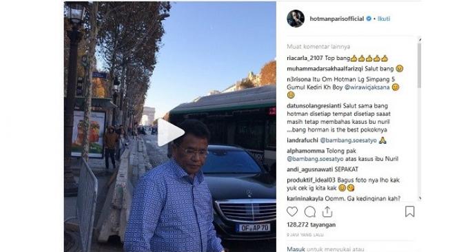 Hotman Paris Hutapea sampaikan dukungan untuk Baiq Nuril. (Foto: Capture Instagram)