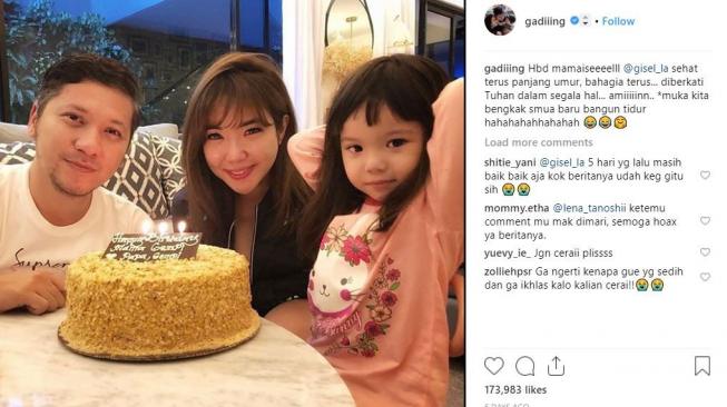 Ucapan Gading Marten di ultah Gisella Anastasia. [instagram/gadiiing]