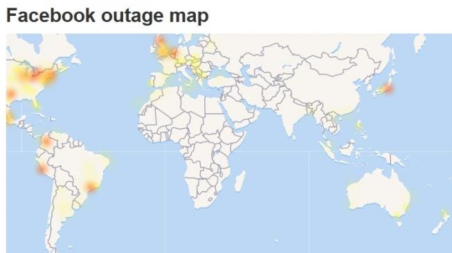 Lokasi Facebook down. [Downdetector]