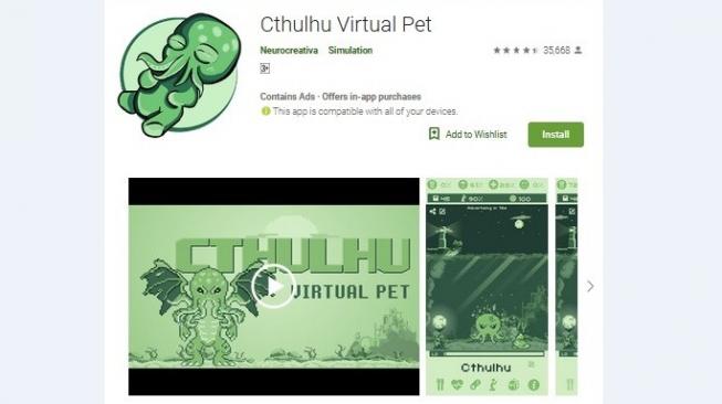 Permainan seperti Tamagochi, Cthulhu Virtual Pet. [Google Play Store]