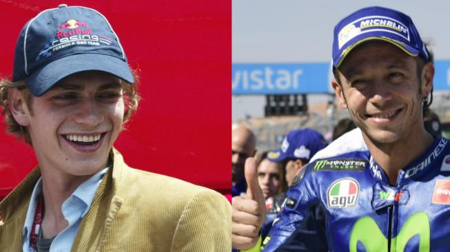 Kolase foto Hayden Christensen dan Valentino Rossi. [AFP/Loic Venance/Jaiver Soriano]