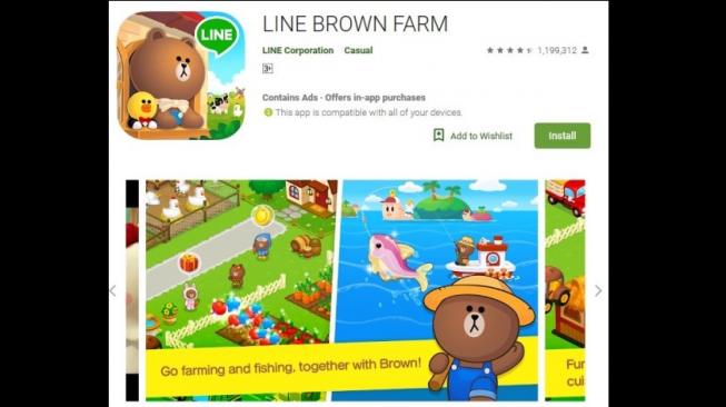 Permainan LINE, LINE Brown Farm. [Google Play Store]