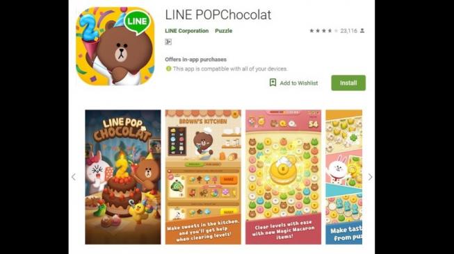Permainan LINE, LINE POPChocolat. [Google Play Store]