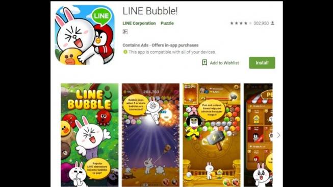 Permainan LINE, LINE Bubble. [Google Play Store]