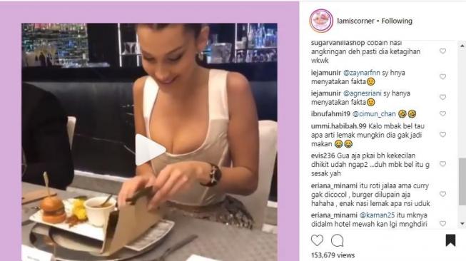 Intip Bella Hadid Makan Nasi Lemak Pakai Baju Seksi