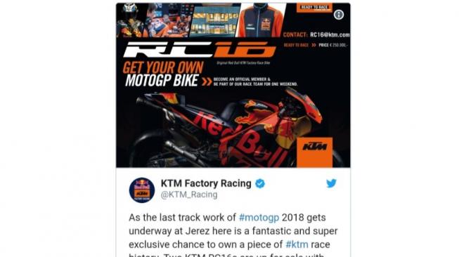 Cuitan tentang KTM RC16 yang digunakan rider [Twitter: @KTM_Racing].