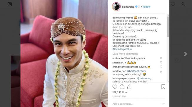 Baim Wong meledek kaum jomlo nih! [instagram/baimwong]