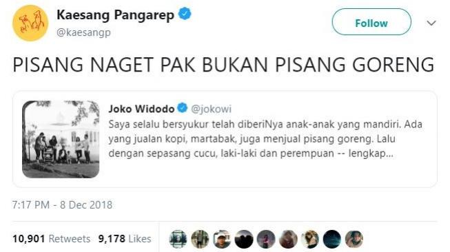 Ketika Kaesang Pangarep menegur Jokowi di Twitter. [twitter/kaesangp]