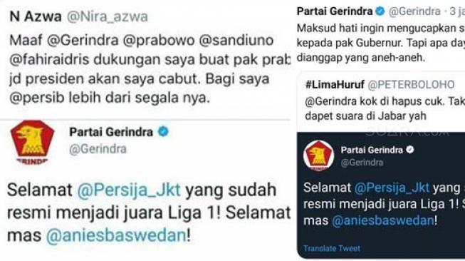 Gerindra Beri Selamat ke Persija, Bobotoh Cabut Dukungan buat Prabowo