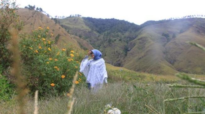 Wisatawan lokal di sekitar perbukitan Paropo. (Suara.com/Silfa Humairah)