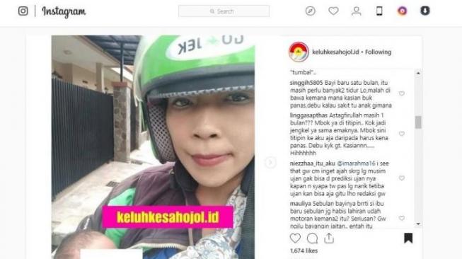 Masih 1 Bulan, Driver Ojol Ini Kerja Sambil Menggendong Anaknya