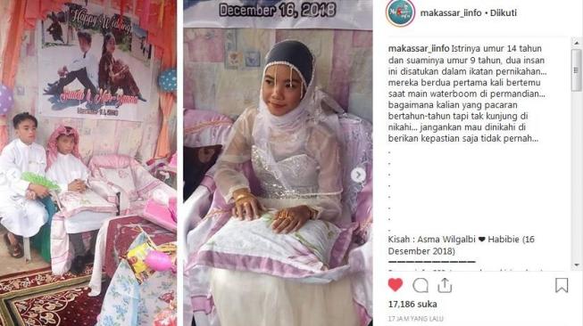 Pernikahan usia anak-anak kembali terjadi [instagram @makassar_info]