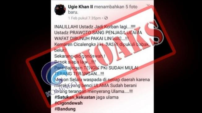 Penyerangan tokoh agama hoaks. [Kominfo]