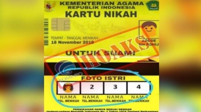 Kartu nikah hoaks. [Kominfo]