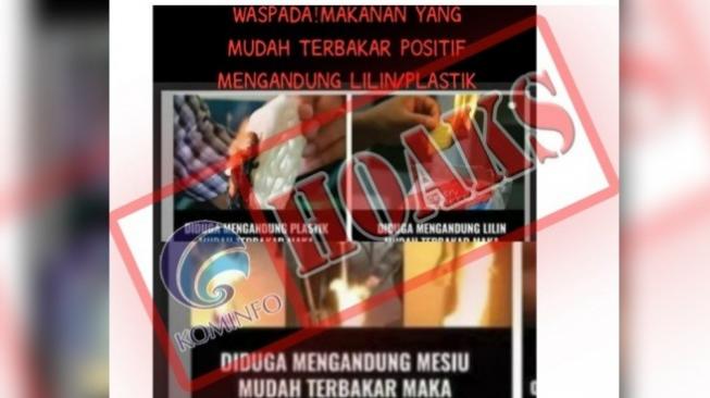 Makanan mudah terbakar hoaks. [Kominfo]