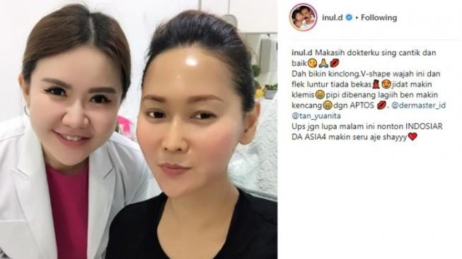 Inul Daratista tanpa makeup saat melakukan perawatan kecantikan. (Instagram)