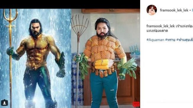 Kostum Aquaman Kocak dari Makanan. (Instagram/@framsook_lek_lek)