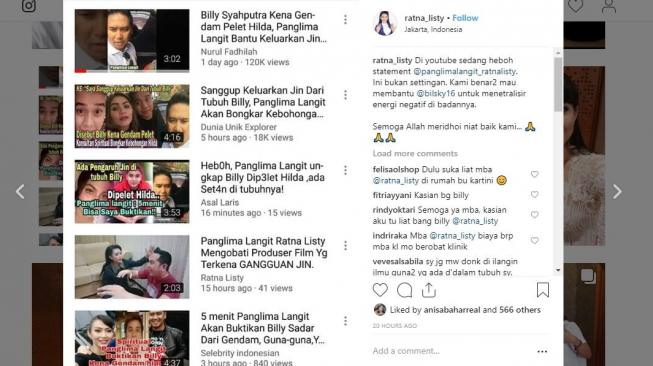 Ratna Listy ingin membantu Billy Syahputra terbebas dari ilmu hitam? [instagram/ratna_listy]