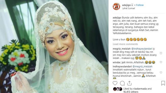 Ungkapan manis Ade Jigo untuk mendiang istrinya. [instagram/adejigo]