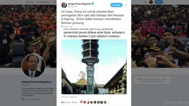 Berita hoaks Tsunami Selat Sunda. [Twitter]