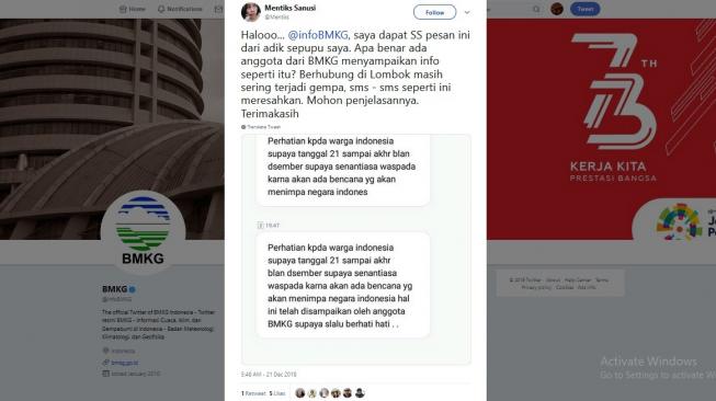 Berita hoaks Tsunami Selat Sunda. [Twitter]