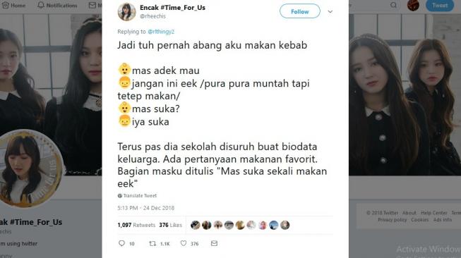 Cuitan warganet soal pertanyaan kocak dari seorang adek. [Twitter]