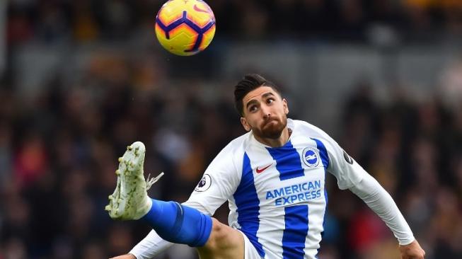 Winger Timnas Iran, Alireza Jahanbakhsh saat memperkuat klubnya, Brighton & Hove Albion di Liga Inggris 2018/2019. [Glyn KIRK / AFP]