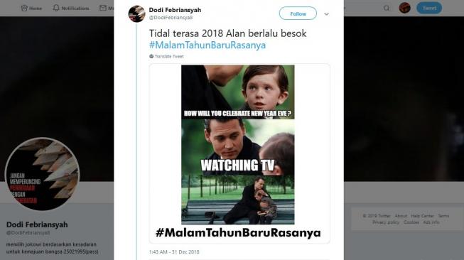 Tagar #MalamTahunBaruRasanya ramaikan Twitter. [Twitter]