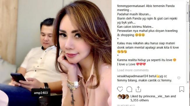 Femmy Permatasari bersama kekasihnya, Alfons. (Instagram)